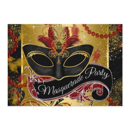 Black Red and Gold Masquerade Party