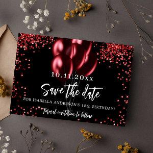 Black red balloons confetti birthday party save the date