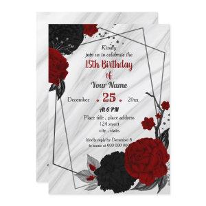 Black & red floral geometric birthday party