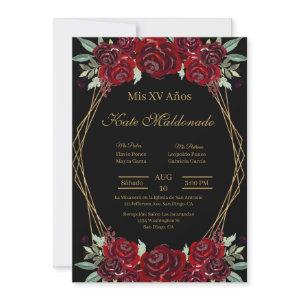 Black Red flower Quinceanera