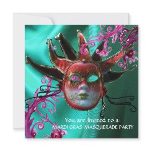 BLACK RED FUCHSIA JESTER MASK  Masquerade Ball