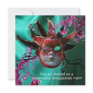 BLACK RED FUCHSIA JESTER MASK ,Masquerade Party