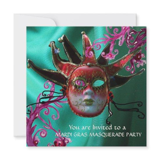 BLACK RED FUCHSIA JESTER MASK ,Masquerade Party