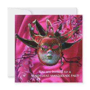 BLACK RED FUCHSIA JESTER MASK ,Masquerade Party