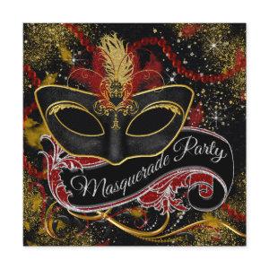 Black Red Gold Pearl Glam Masquerade Party