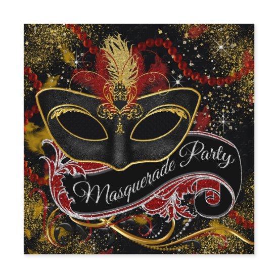 Black Red Gold Pearl Glam Masquerade Party