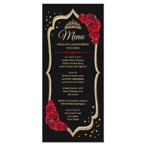 Black Red Gold Quinceanera Menu