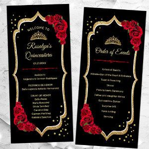 Black Red Gold Quinceanera Program