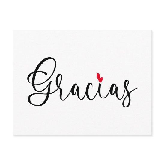Black Red Heart Handwritten Calligraphy Gracias Postcard