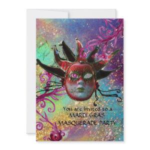 BLACK RED JESTER MASK Masquerade Party Blue Gold