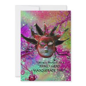 BLACK  RED JESTER MASK ,Masquerade Party Champagne