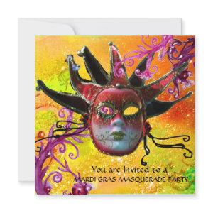 BLACK  RED JESTER MASK ,Masquerade Party
