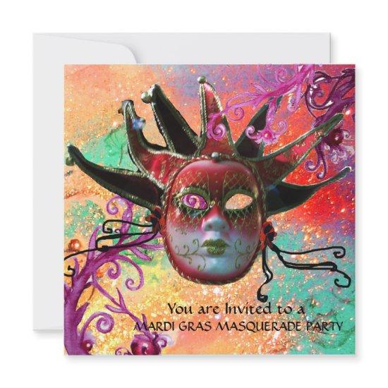 BLACK  RED JESTER MASK ,Masquerade Party