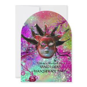 BLACK  RED JESTER MASK ,Masquerade Party Purple