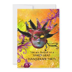 BLACK  RED JESTER MASK ,Masquerade Party Yellow