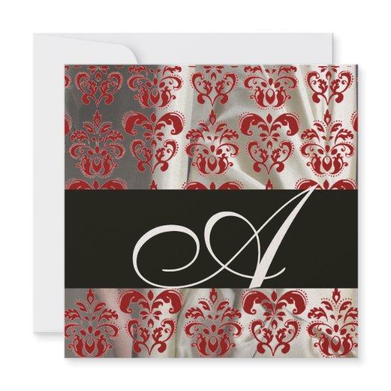 BLACK RED WHITE SILK DAMASK CLOTH MONOGRAM Gold