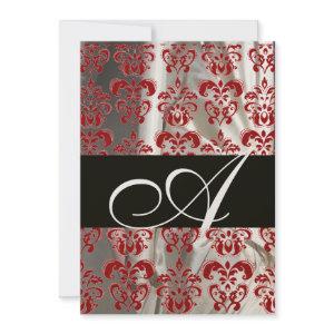 BLACK RED WHITE SILK DAMASK CLOTH MONOGRAM GOLD