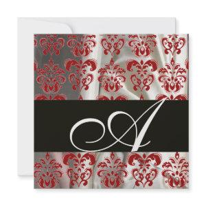BLACK RED WHITE SILK DAMASK CLOTH MONOGRAM Ice