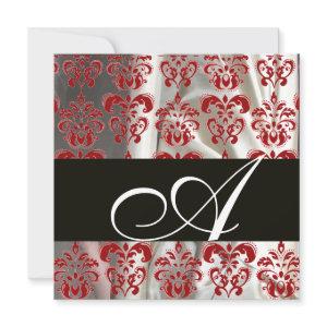 BLACK RED WHITE SILK DAMASK CLOTH MONOGRAM