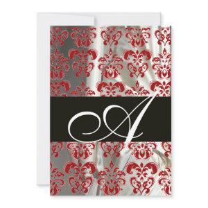 BLACK RED WHITE SILK DAMASK CLOTH MONOGRAM