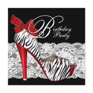 Black Red Zebra Birthday Party