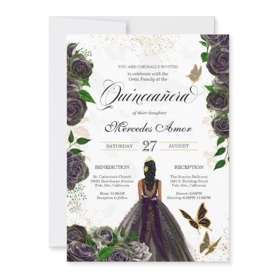 Black Rose Butterfly Mariposa Quinceanera