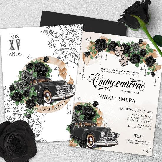 Black Rose Chola Lowrider Chicana Quinceanera