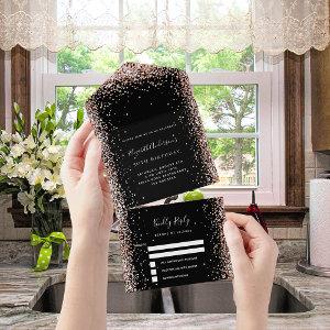 Black rose gold blush glitter birthday rsvp all in one