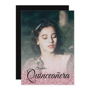 Black Rose Gold Glitter Dress Photo Quinceanera