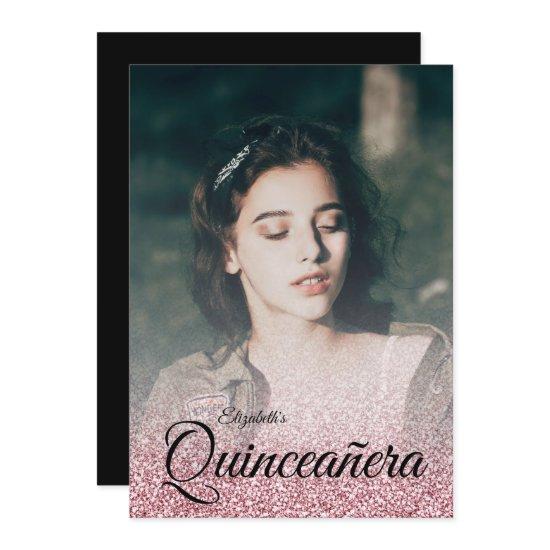 Black Rose Gold Glitter Dress Photo Quinceanera