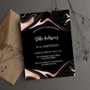 Black rose gold marble budget birthday  flyer