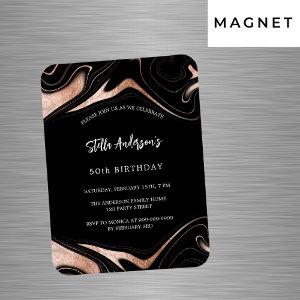 Black rose gold marble luxury birthday  magnet