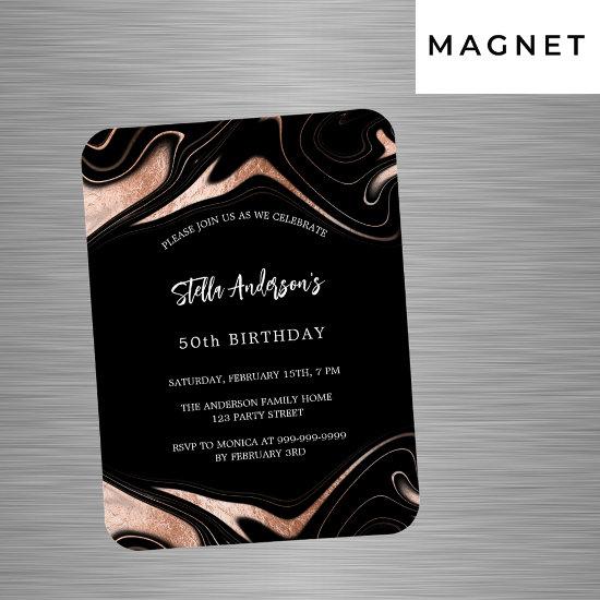 Black rose gold marble luxury birthday  magnet