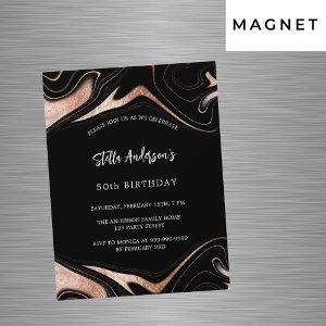 Black rose gold marble luxury modern birthday magnetic