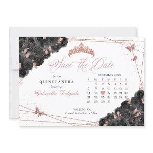 Black & Rose Gold Quinceañera Save The Date