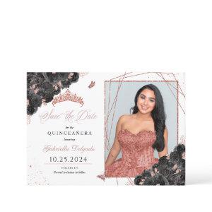 Black & Rose Gold Quinceañera Save The Date Photo