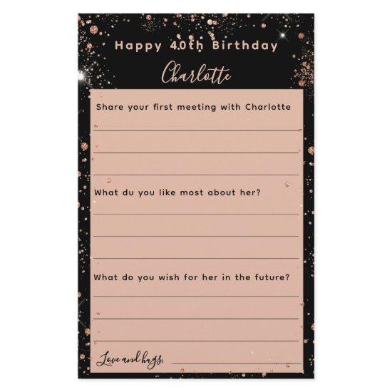 Black rose gold sparkles birthday wishes card