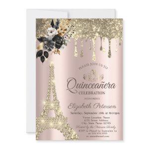 Black Roses Eiffel Tower Gold Drips