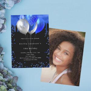 Black royal blue balloons photo