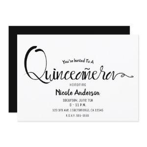 Black Script Modern Minimal Quinceañera Quince 15
