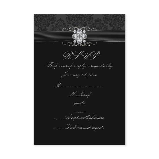 Black & Silver Diamond RSVP Card