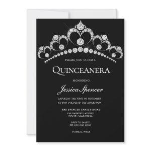 Black & Silver Diamond Tiara Quinceanera Party