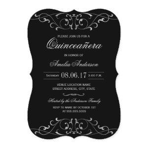 Black Silver Elegant Quinceanera