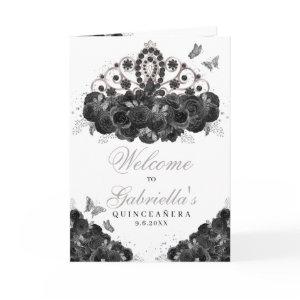 Black & Silver Floral Tiara Quinceanera Program