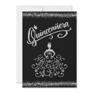 BlacK Silver Glitter Quinceañera 15