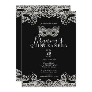 Black & Silver Lace Masquerade 15th Quinceañera