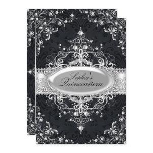 Black & Silver Pearl Vintage Glamour Quinceanera