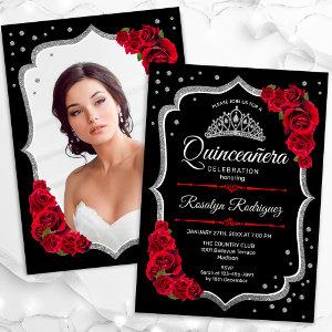 Black Silver Red Quinceanera Photo