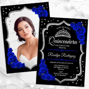 Black Silver Royal Blue Photo Quinceanera