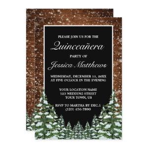 Black Snowy Wood & Forest Pine Quinceañera